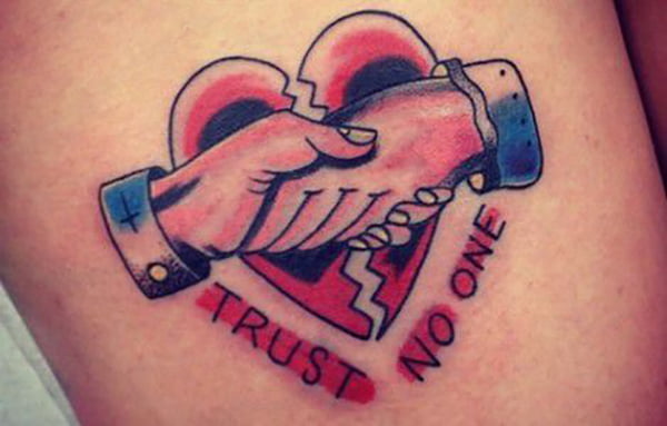 Trust No One Heart Tattoos for the Broken-Hearted Souls