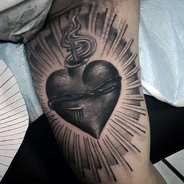 Rising Sun Heart Tattoos for Men and Women