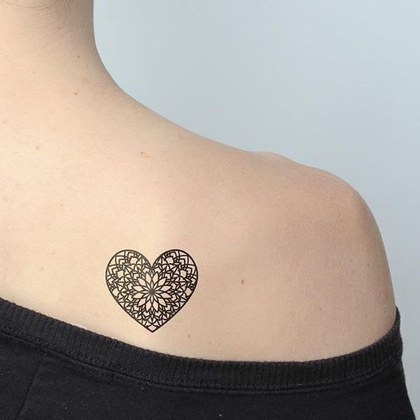 Geometric Floral Heart Tattoos for Inquisitive Thinkers