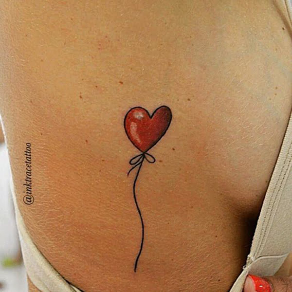 Simple Heart Tattoos with a Bow Knot