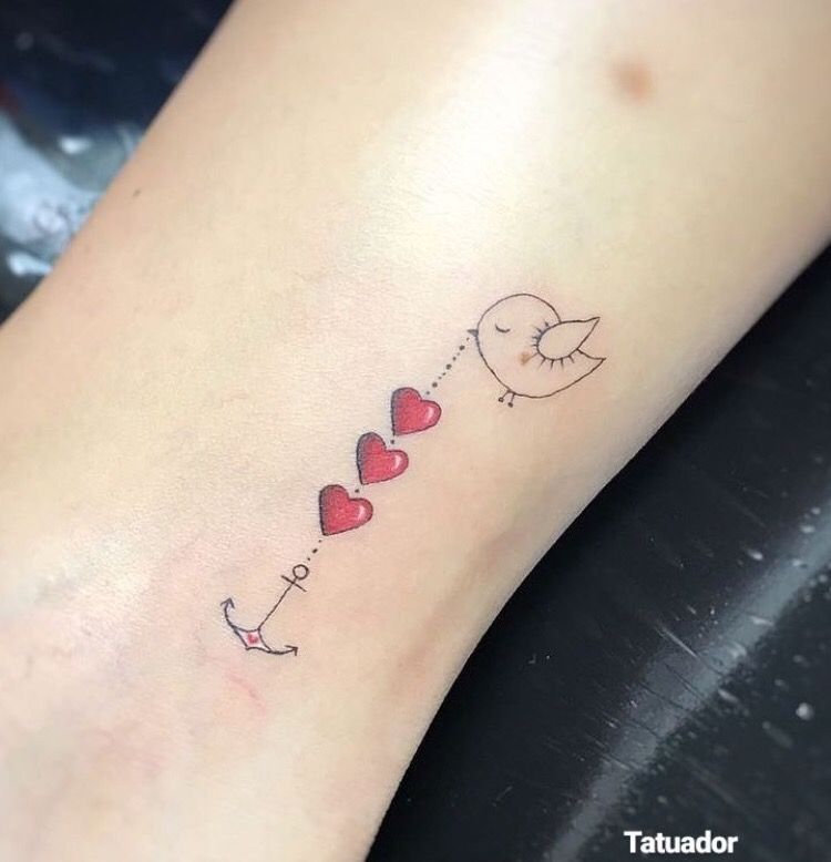 Cute Bird Heart Tattoo for Bird Lovers