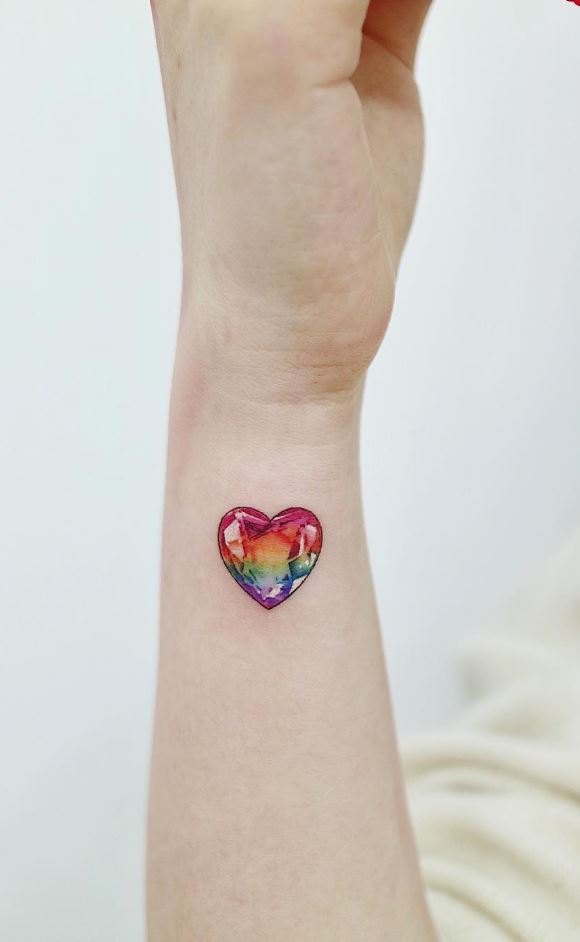 Rainbow Crystal Heart Tattoo for the Shining Soul