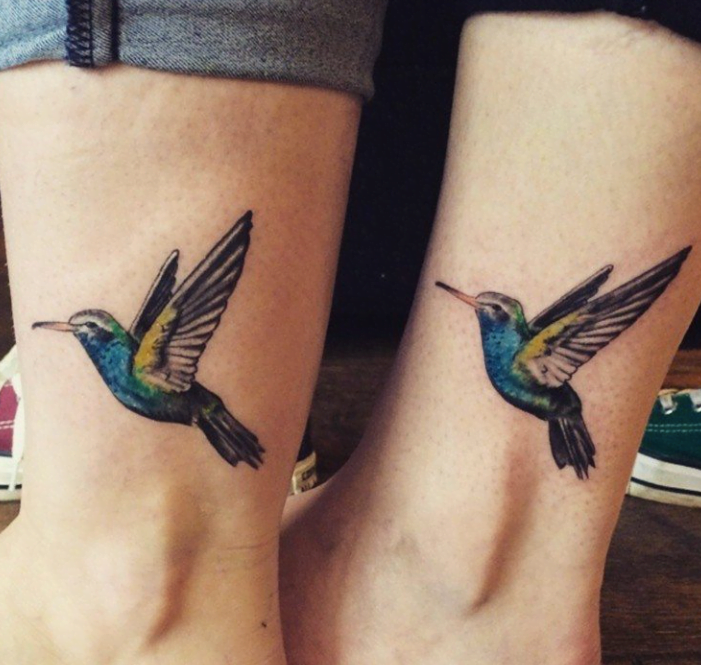 bird tattoos, matching bird tattoos