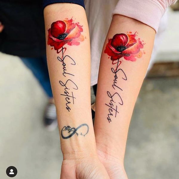 Soul Sister Matching Flower Tattoos