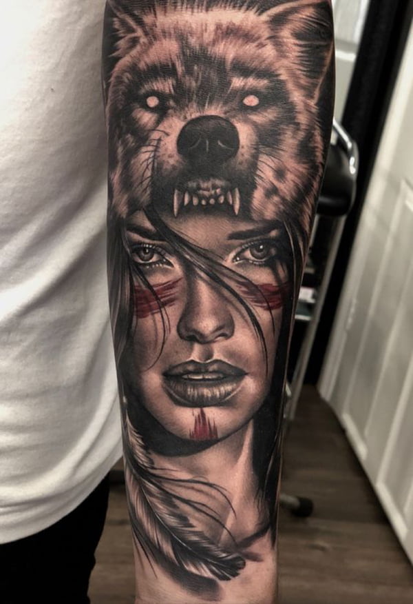 Wolf Dreamcatcher Tattoos