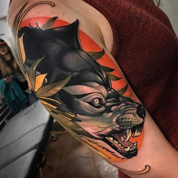 Snarling Lone Wolf Tattoo