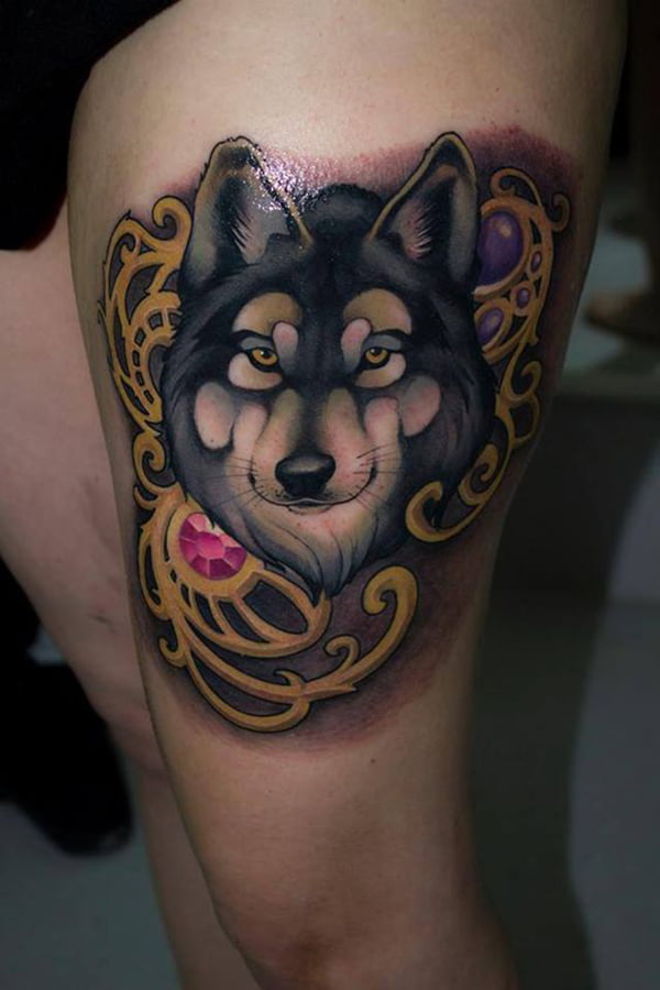 Art Nouveau Lone Wolf Tattoo
