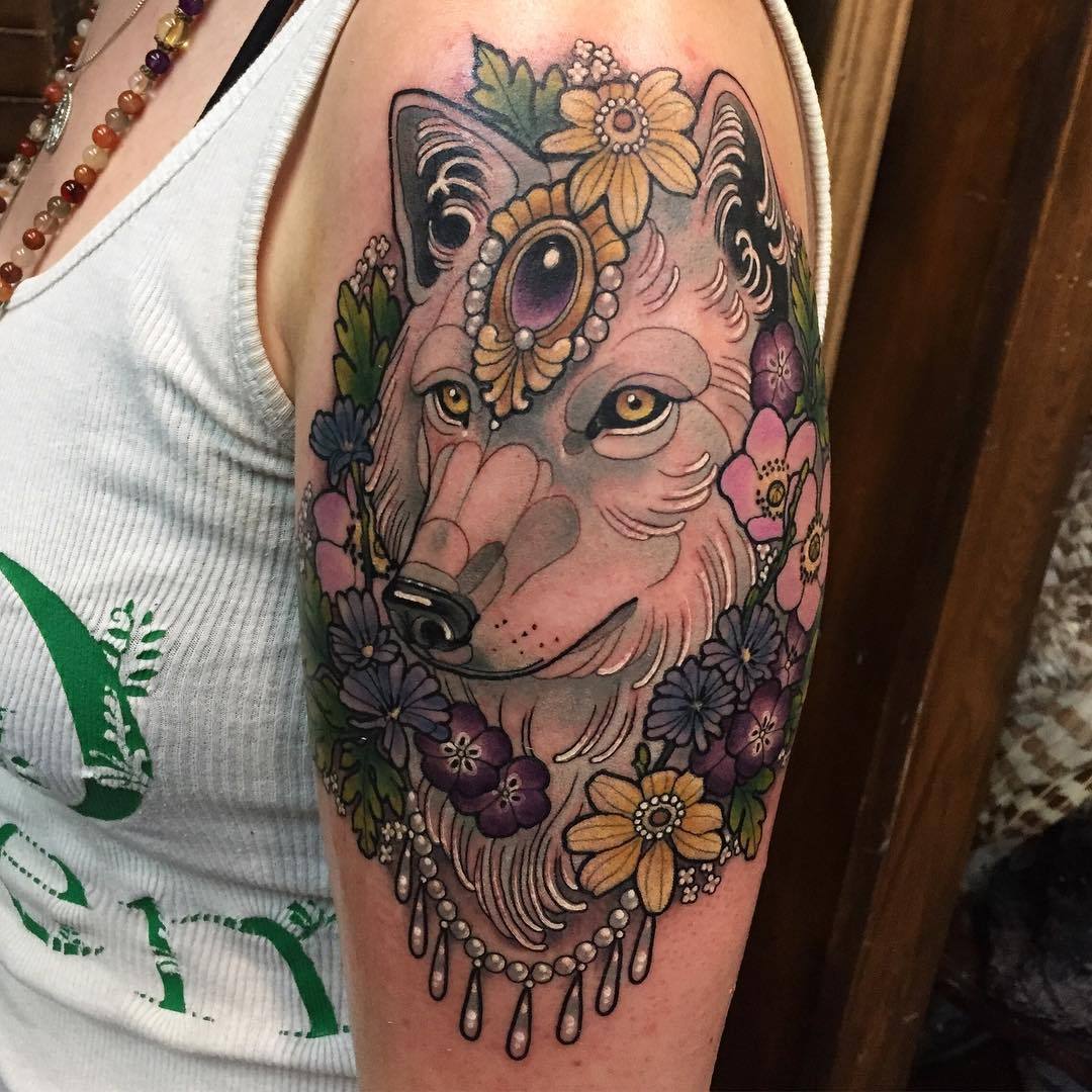Female Wolf Tattoo Designs