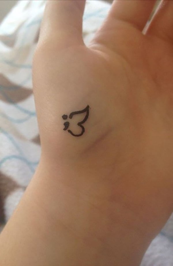 Semicolon Butterfly Tattoo