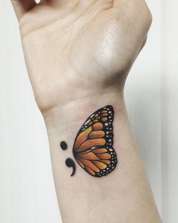 Semicolon Butterfly Tattoo