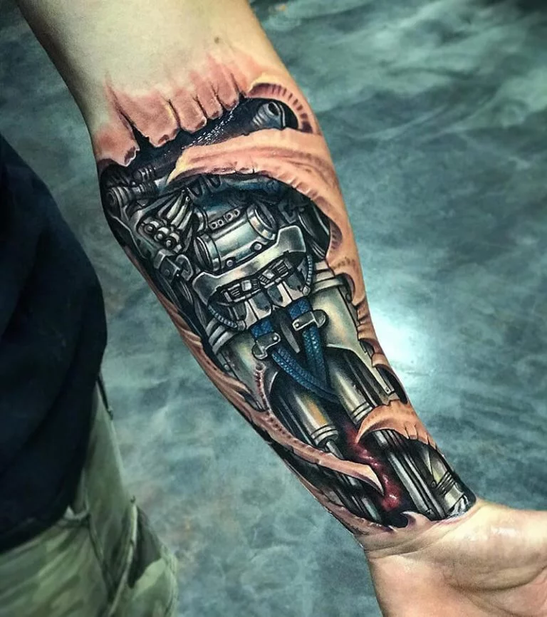 Cybernetic Sleeve Done by Chance Haider at Wild Coyote Tattoo Utah  r tattoo