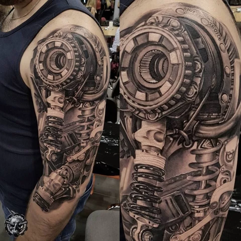 Top 47 Mechanical Tattoo Ideas 2021 Inspiration Guide  Mechanic tattoo  Mens shoulder tattoo Cool shoulder tattoos