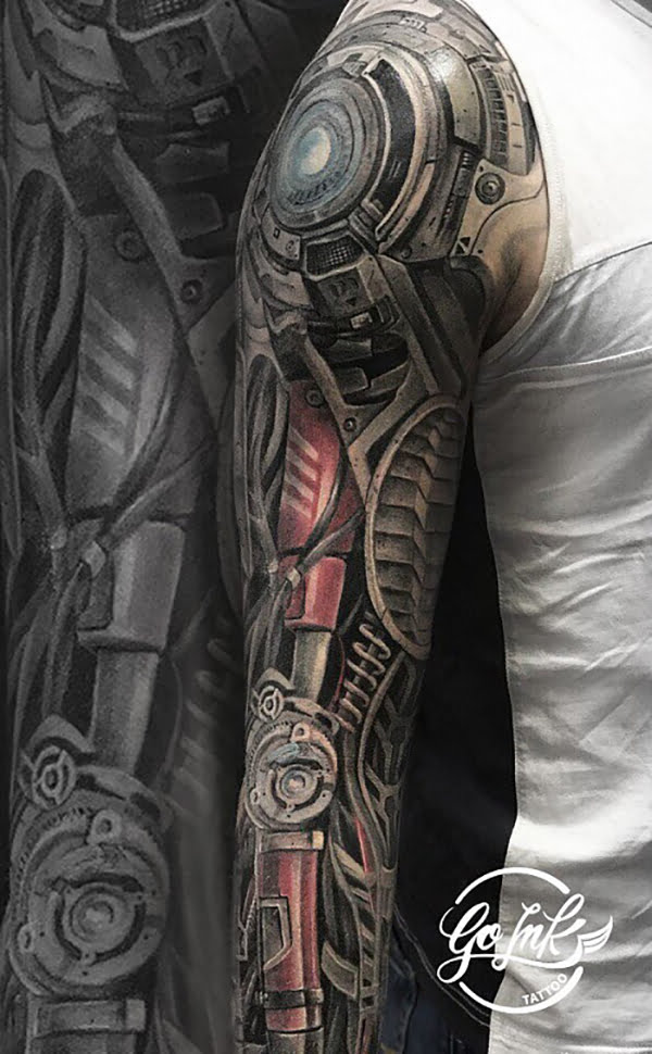 biomechanical tattoo sleeve