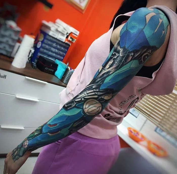 mechanical tattoos, biomechanical tattoo sleeve