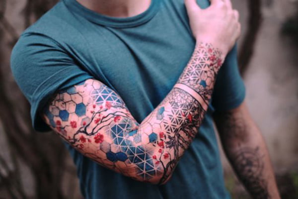 Geometric Cherry Blossom Tattoo Ideas
