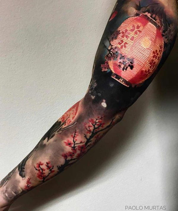 Watercolor Cherry Blossom Tattoo Ideas