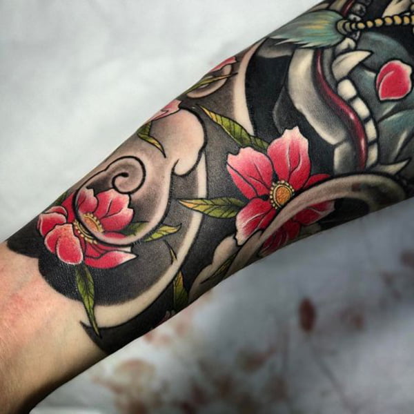 Old-style Cherry Blossom Tattoo Ideas