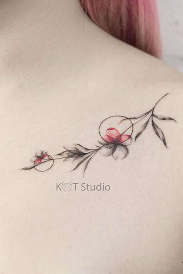 Delicate Red Rose on Sternum