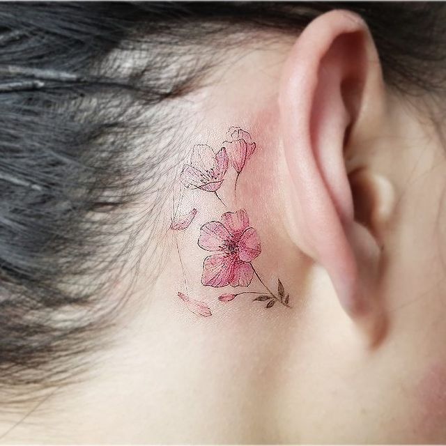 Behind-the-ear Cherry Blossom Design