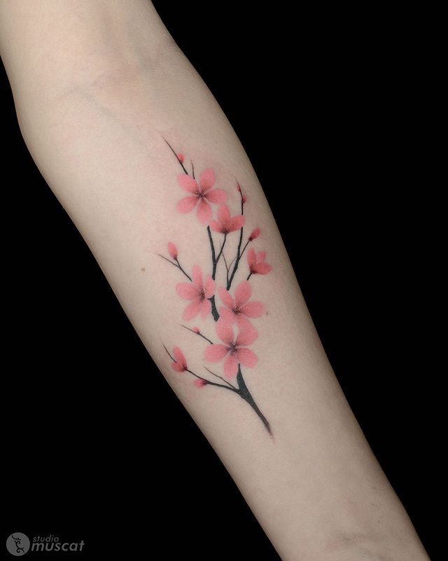 Upward-reaching Cherry Blossom Tattoo Ideas