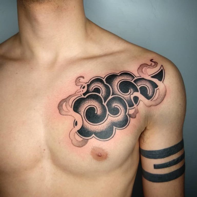 Cross Tattoo, Cloud Shading Tattoo Design: Cloud Tattoos