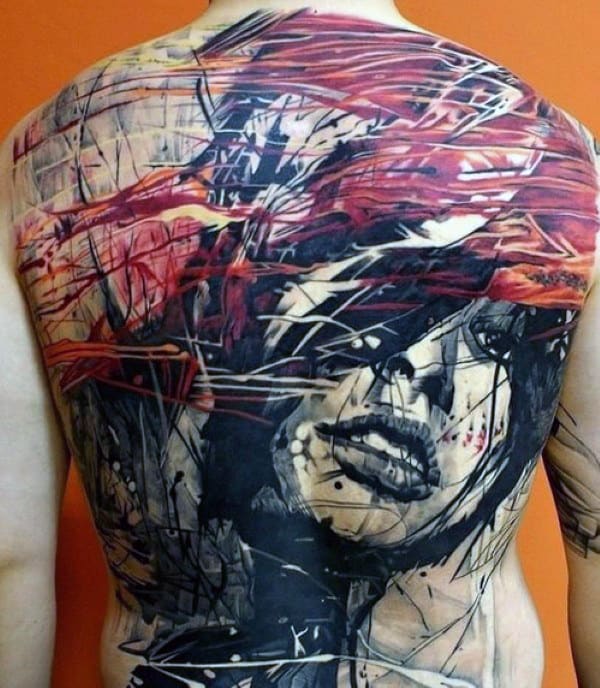 Jackson Pollock Inspired Portrait Ink