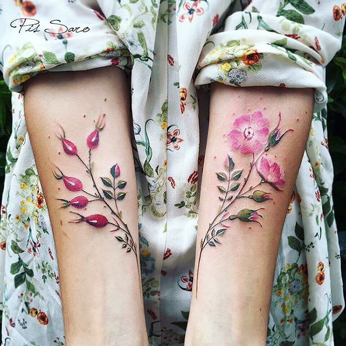 Buds and Blooms Tattoo Design