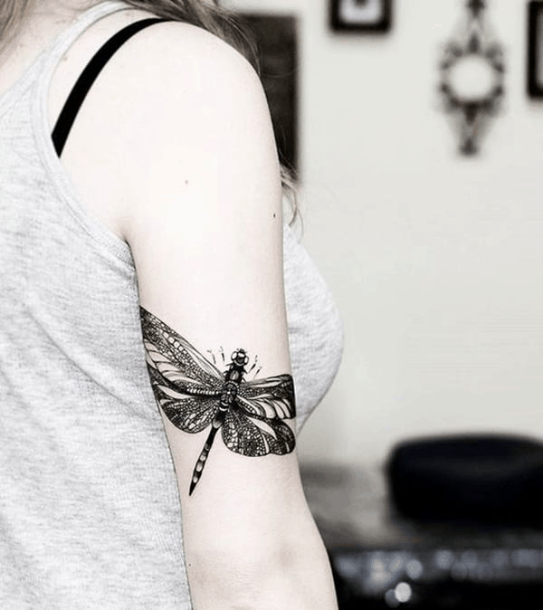 Black Ink Tribal Dragonfly Tattoo Ideas