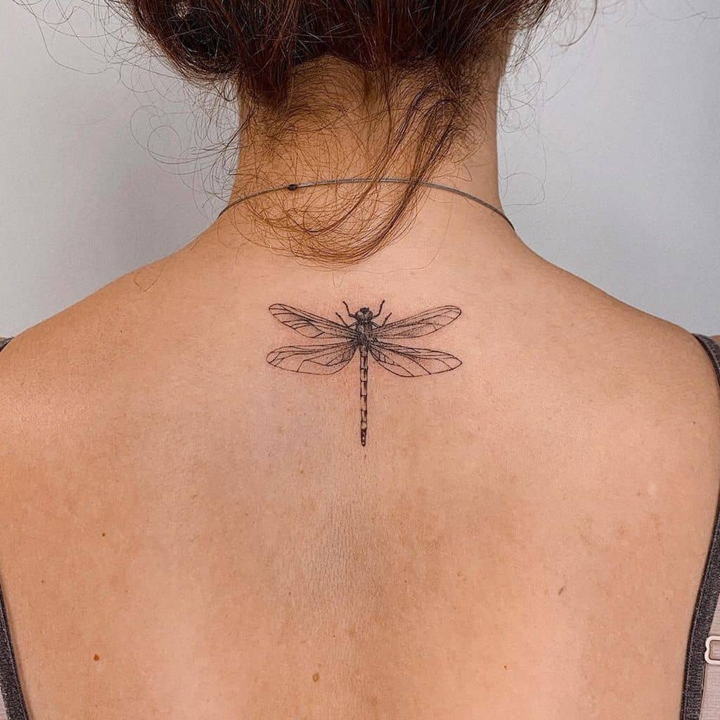 Black Ink Tribal Dragonfly Tattoo Ideas