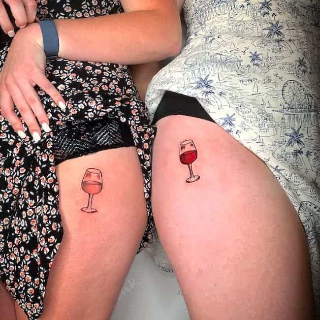 matching wine glass tattoos