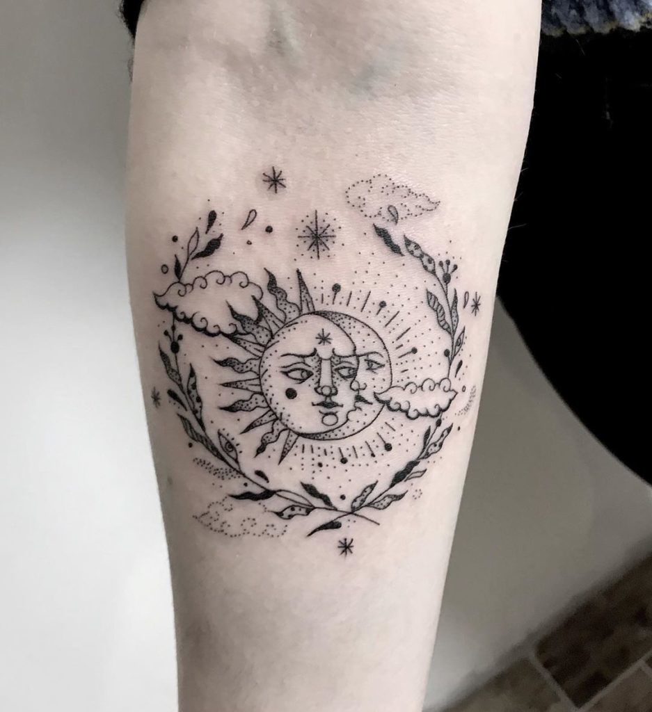 30 Radiant Sun And Moon Tattoo Ideas