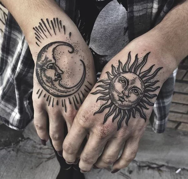 Aggregate more than 88 sun and moon tattoo men latest  thtantai2
