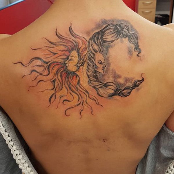 Sun and Moon Tattoo, Minimalist Sun