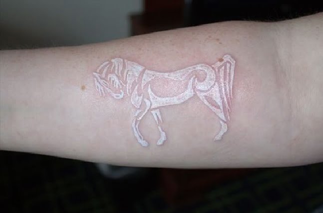 Power and Strength of a Tribal Horse White Ink Tattoos