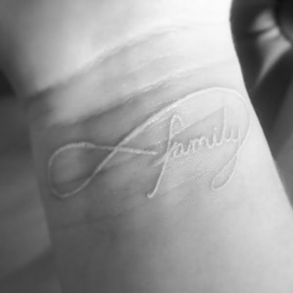 Modern Take on White Ink Tattoos of Family