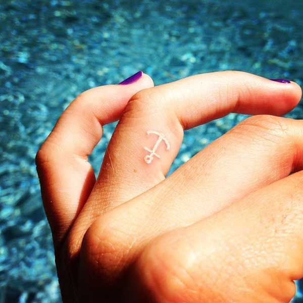Anchor Down and Keep Adrift White Ink Tattoos