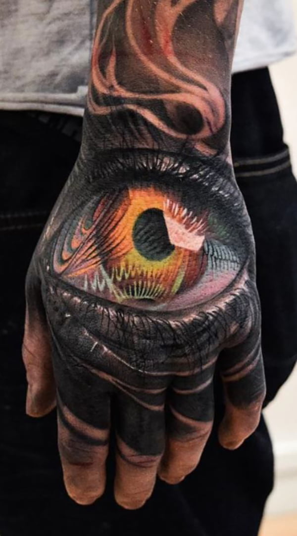 Realistic All-Seeing Eye Hand Tattoos