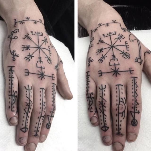 Simple Norse Rune Hand Tattoos