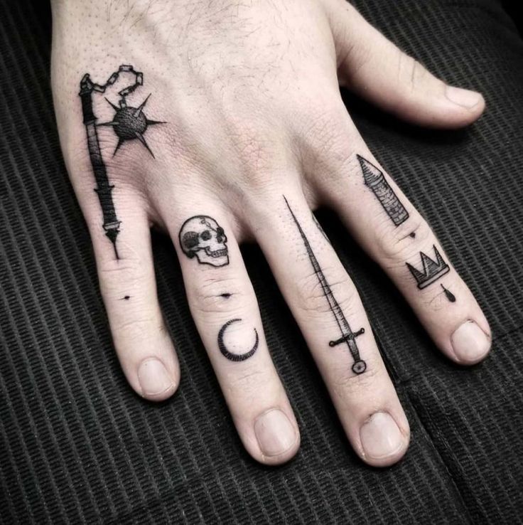 Medieval Hand and Finger Tattoos