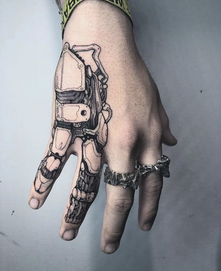 Cool Machine Bones Cool Hand Tattoos