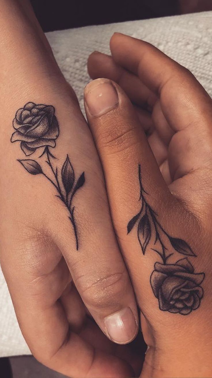 Matching Rose Finger and Hand Tattoos, hand tattoo cost