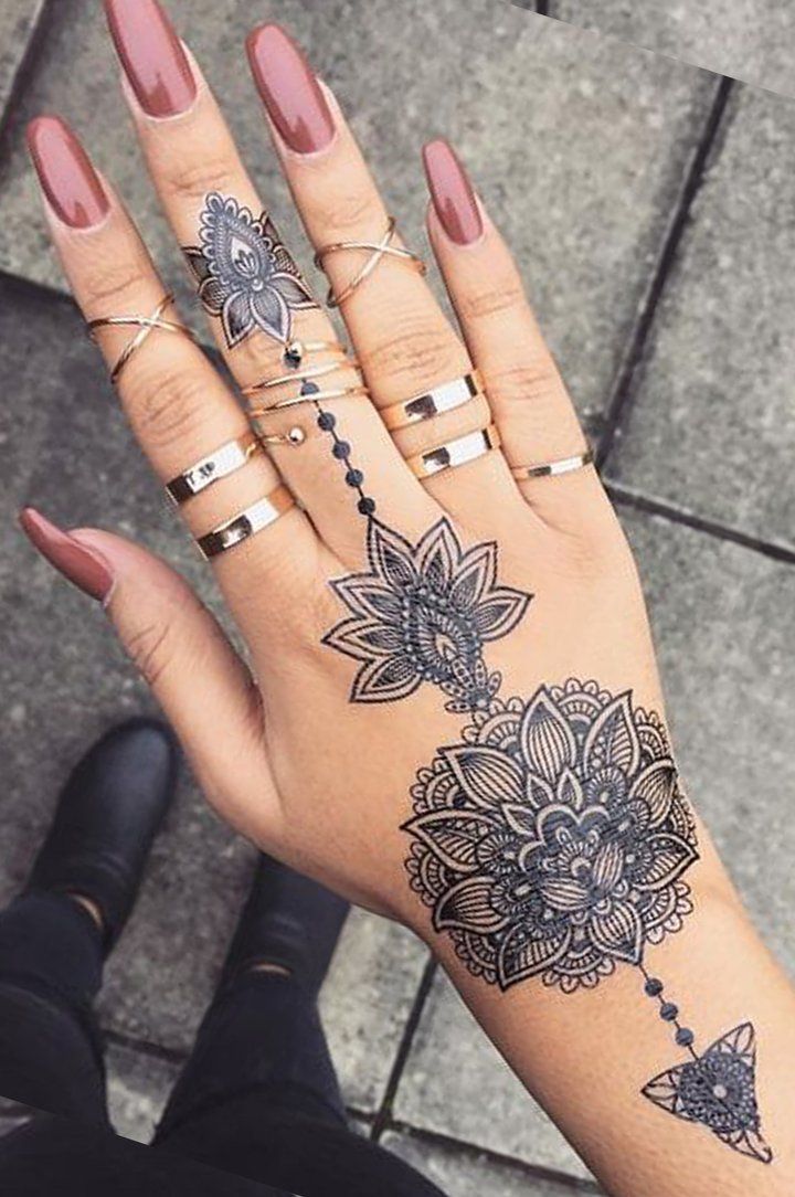 Elegant Henna Inspired Hand Tattoos