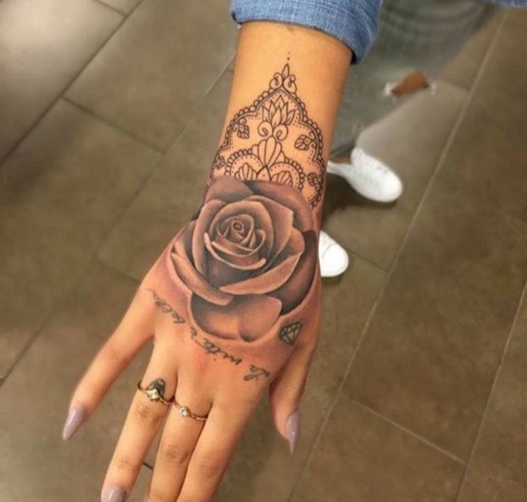 Henna Rose Hand Tattoo Design