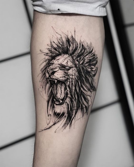 Lion King, Roaring Lion Tattoo with Artistic Quality