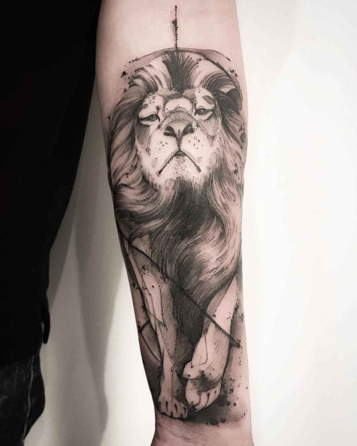 Lion King Tattoo, Head Up, Walking Proud Lion Tattoo
