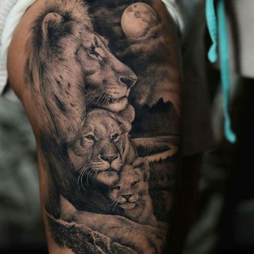 Lion Chest Tattoo, Lion, Lioness, and Lion Family Tattoo