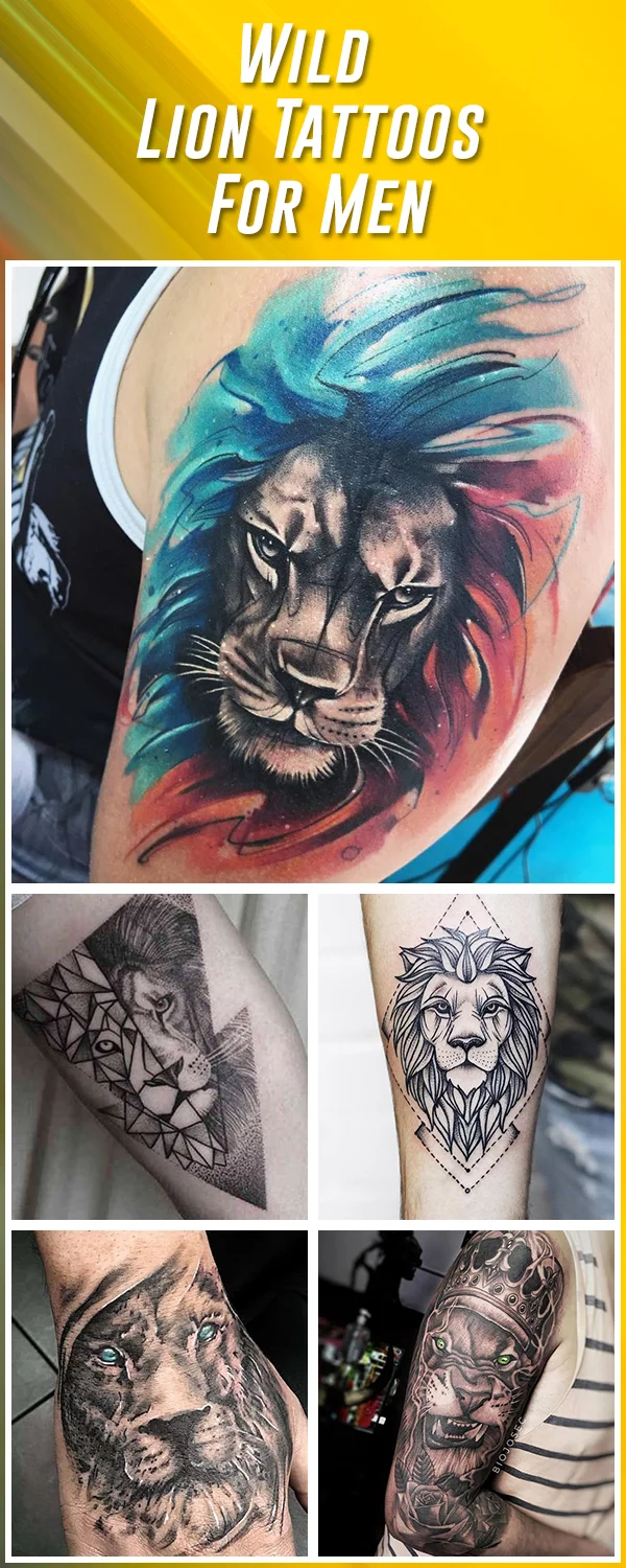 Black and grey lioness and cub tattoo on the thigh