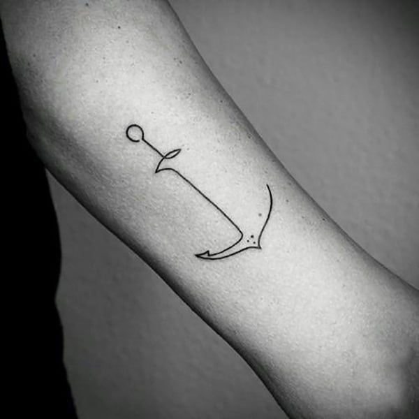 Simple Anchor Tattoo Line Minimalist Tattoo