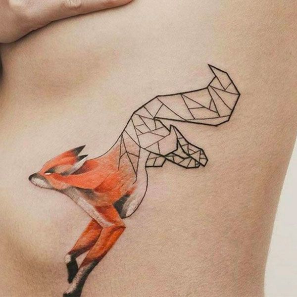 Geometric Fox Colorful Simple Tattoos