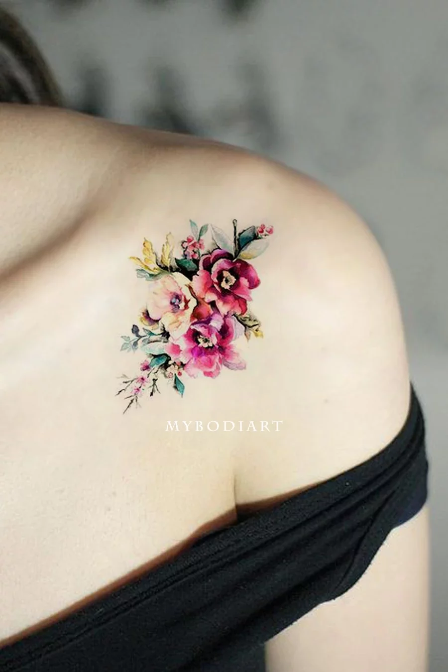 The Small and Colorful Flower Cluster Tattoo Ideas
